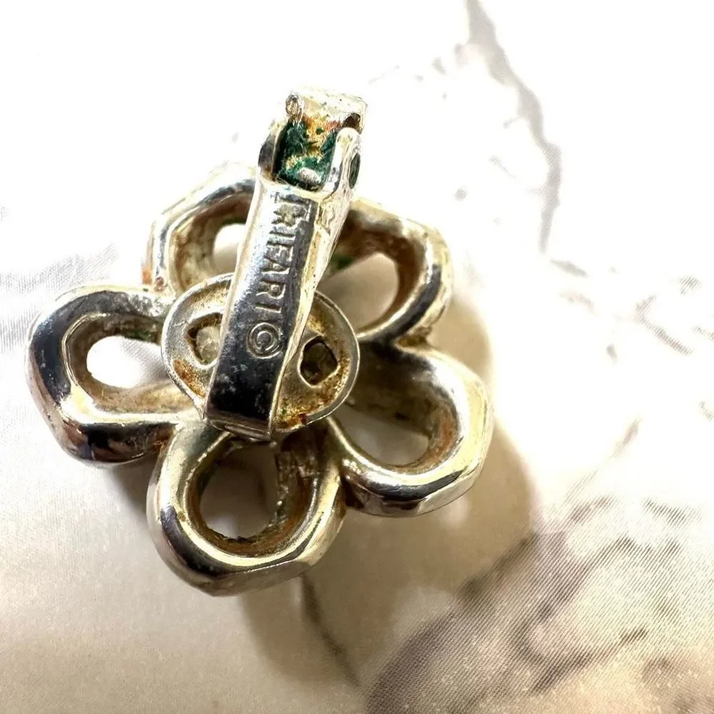 Trifari silver tone vintage clip on earrings